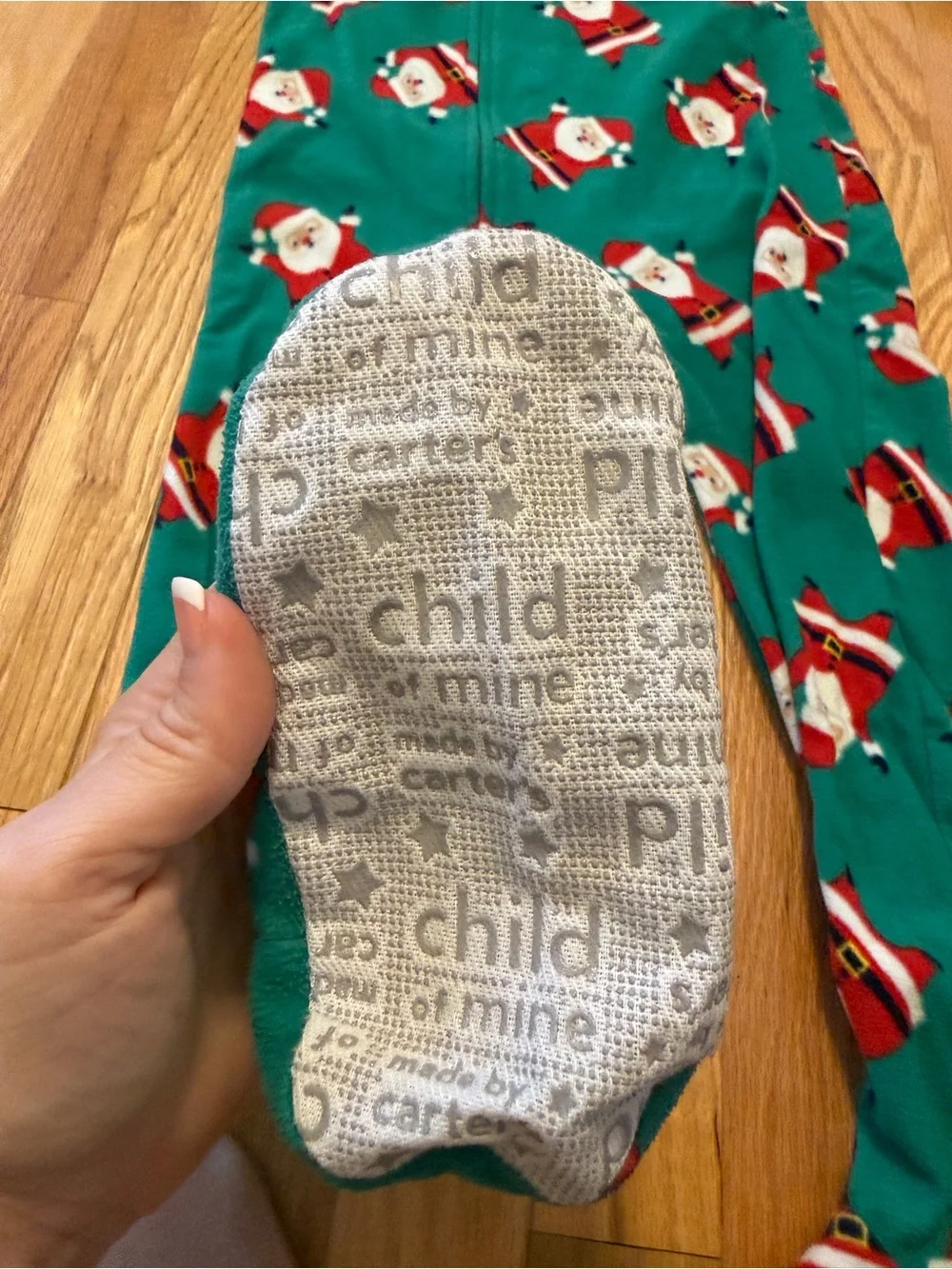 Carter's 5T Green Santa Print Footed One-Piece Pajamas